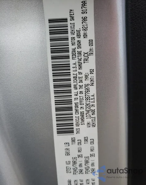 2009 Dodge Dakota St from USA, damaged, VIN 1D7HE22K19S776076